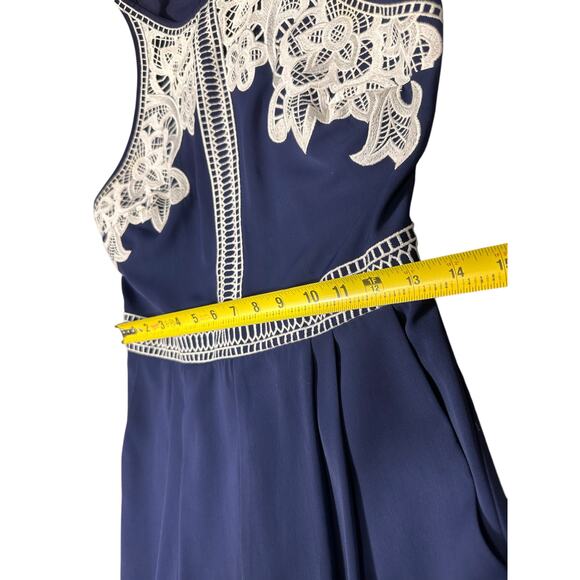 Parker Navy Blue Embroidered Halter Jumpsuit – Size Medium - Picture 4 of 8